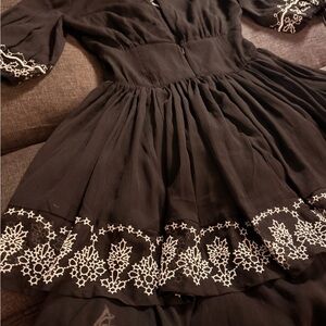 Black Dress with White Embroidery